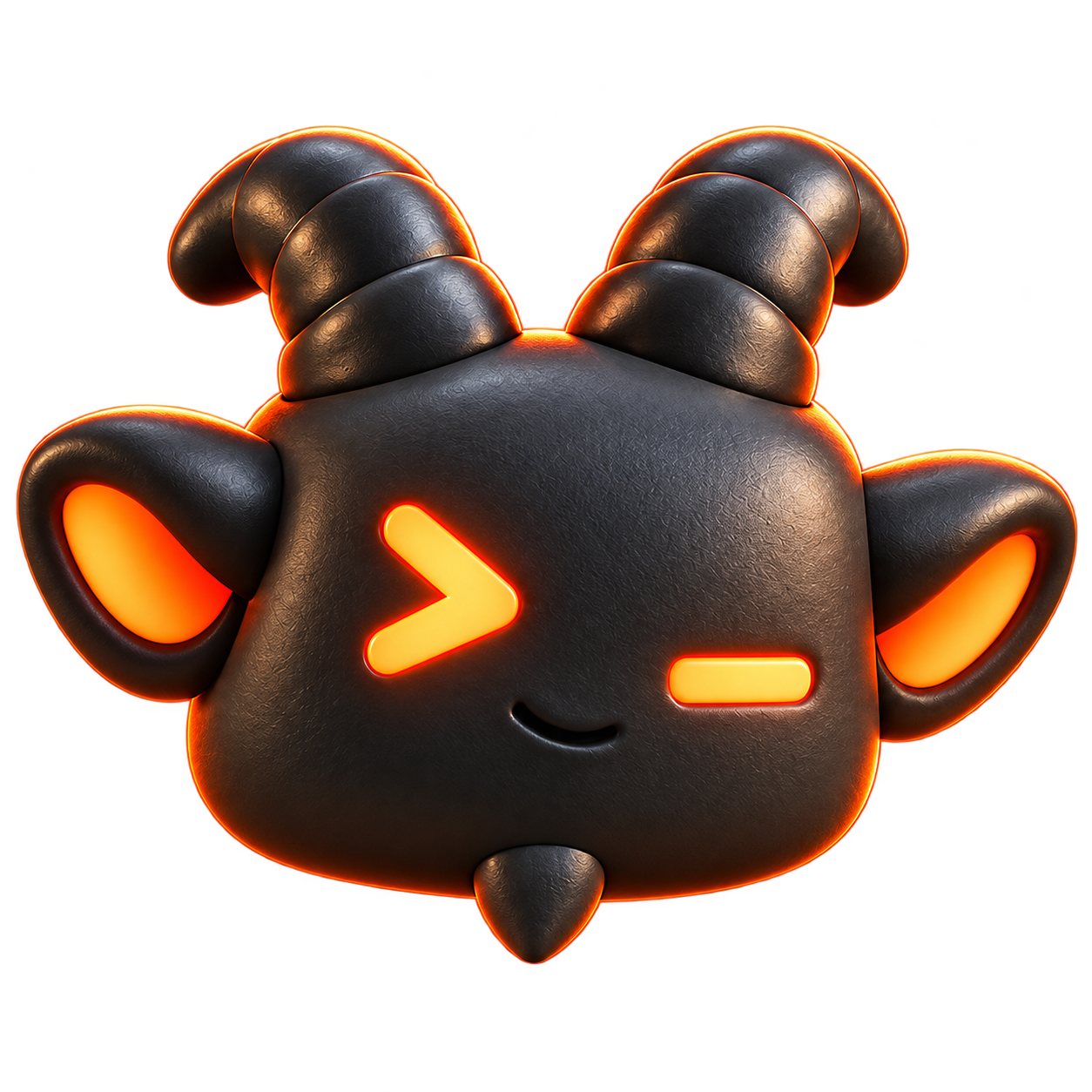 Goatty's charcoal rubber goat with orange terminal eyes